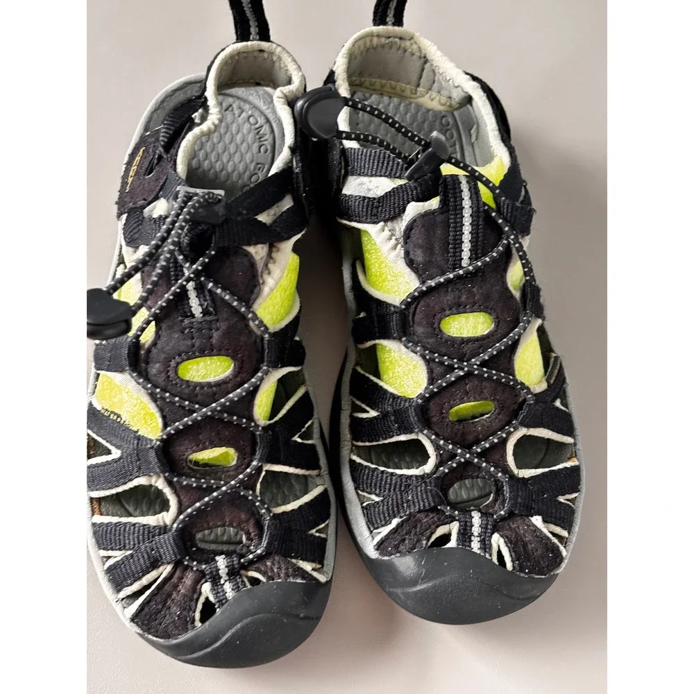 Keen Newport H2 Kids Waterproof Sandals Black Lime Green Bungee Hiking Shoes